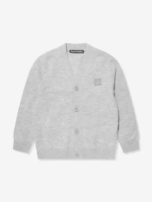 Acne Studios Kids Wool Logo Cardigan in Grey