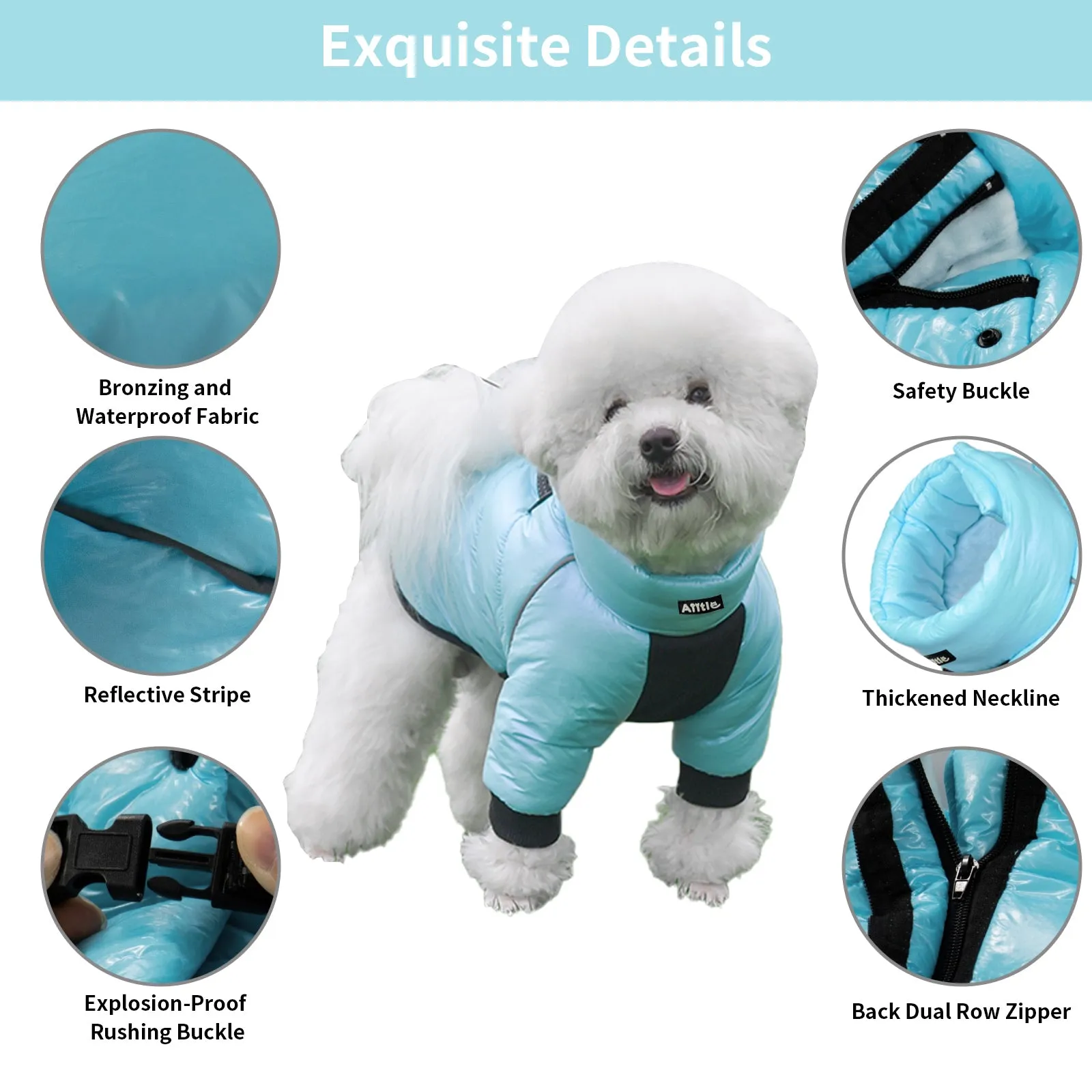 Aiitle Dog Winter Warm Reflective Coat Fleece Lined