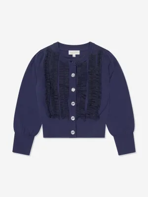 Angels Face Girls Izzy Tulle Ruffle Cardigan in Navy