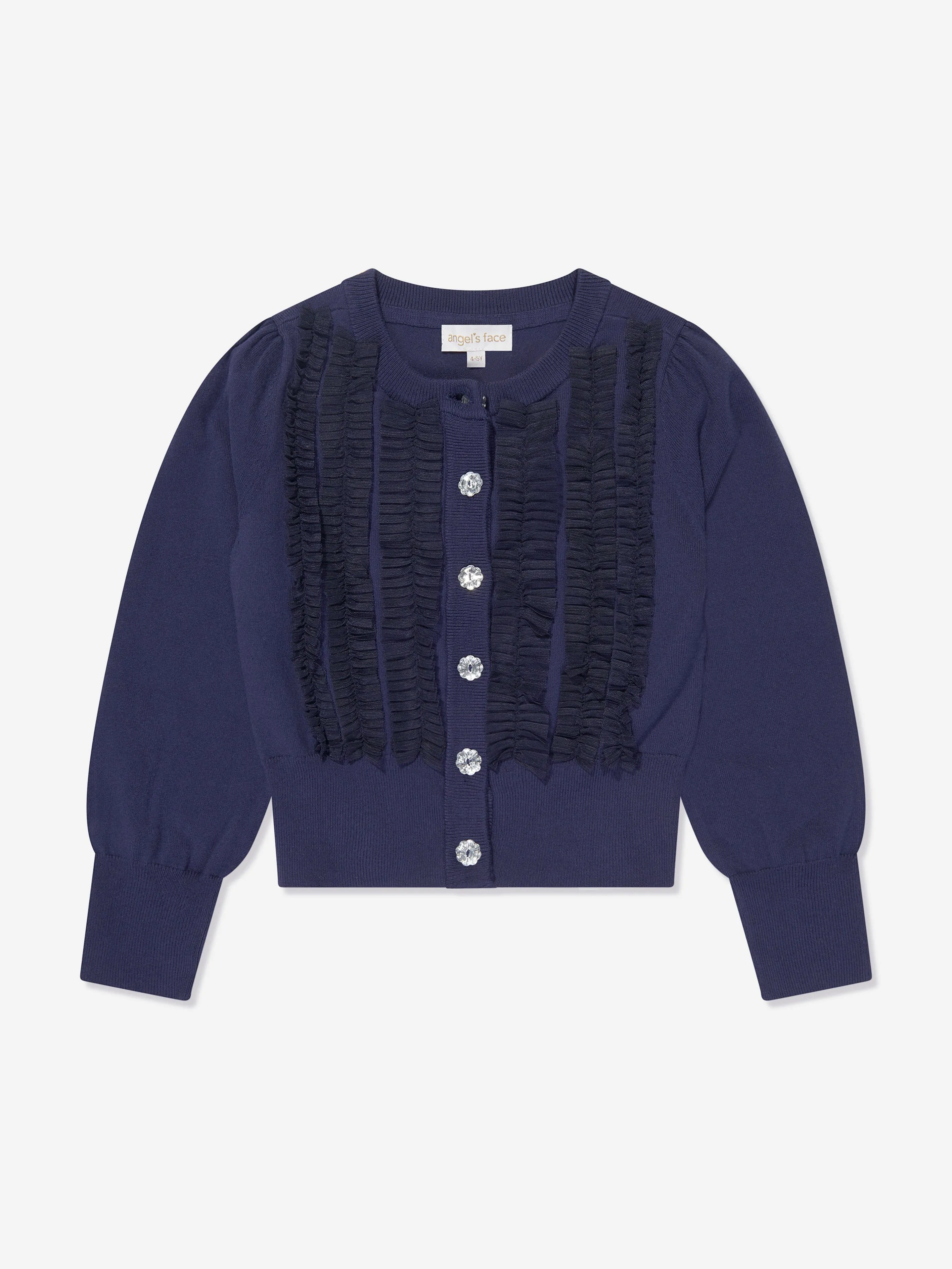 Angels Face Girls Izzy Tulle Ruffle Cardigan in Navy