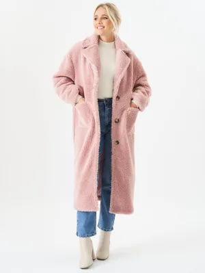 Blush Longline Teddy Coat