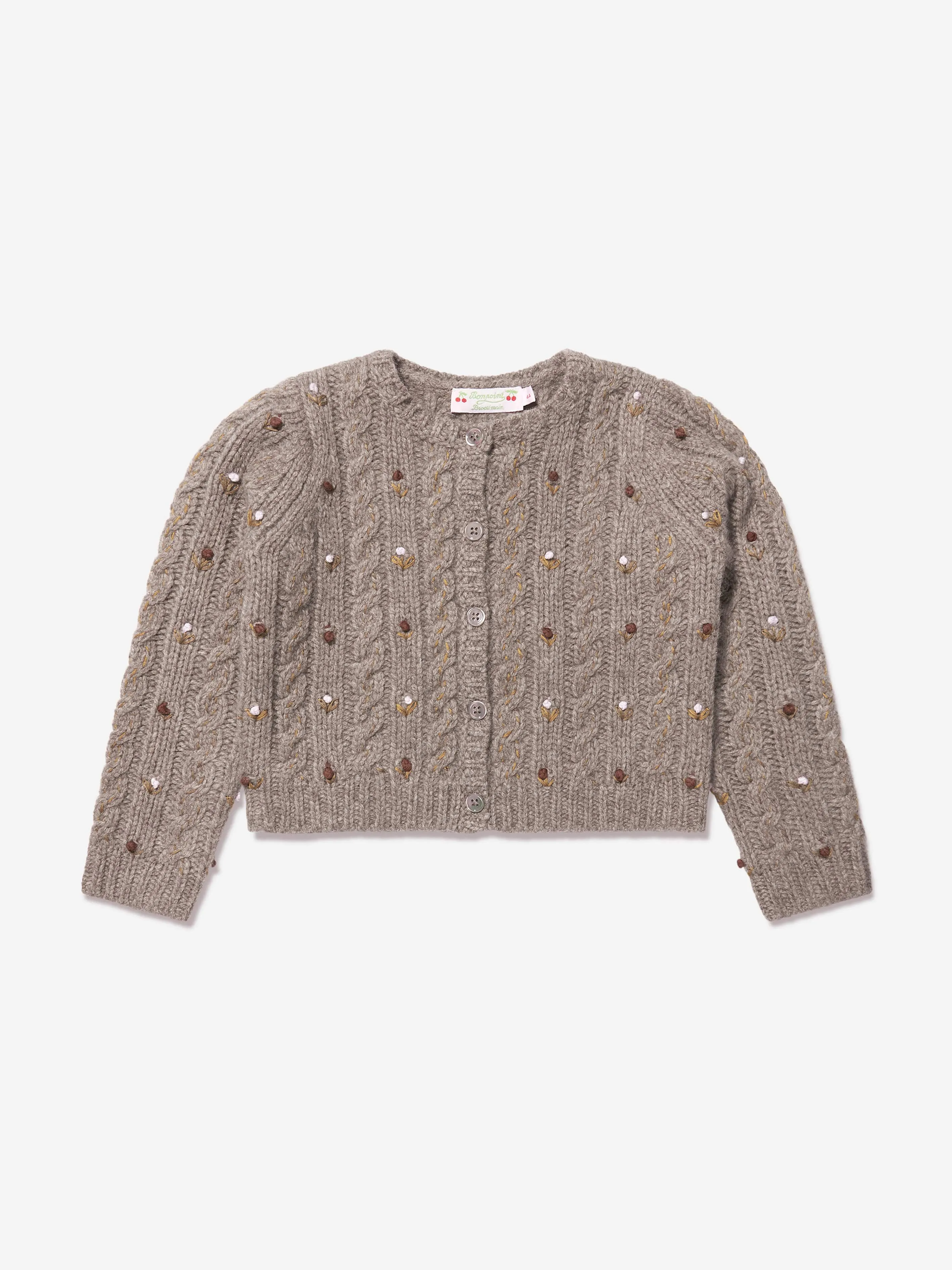 Bonpoint Girls Dallulah Wool Cardigan in Brown