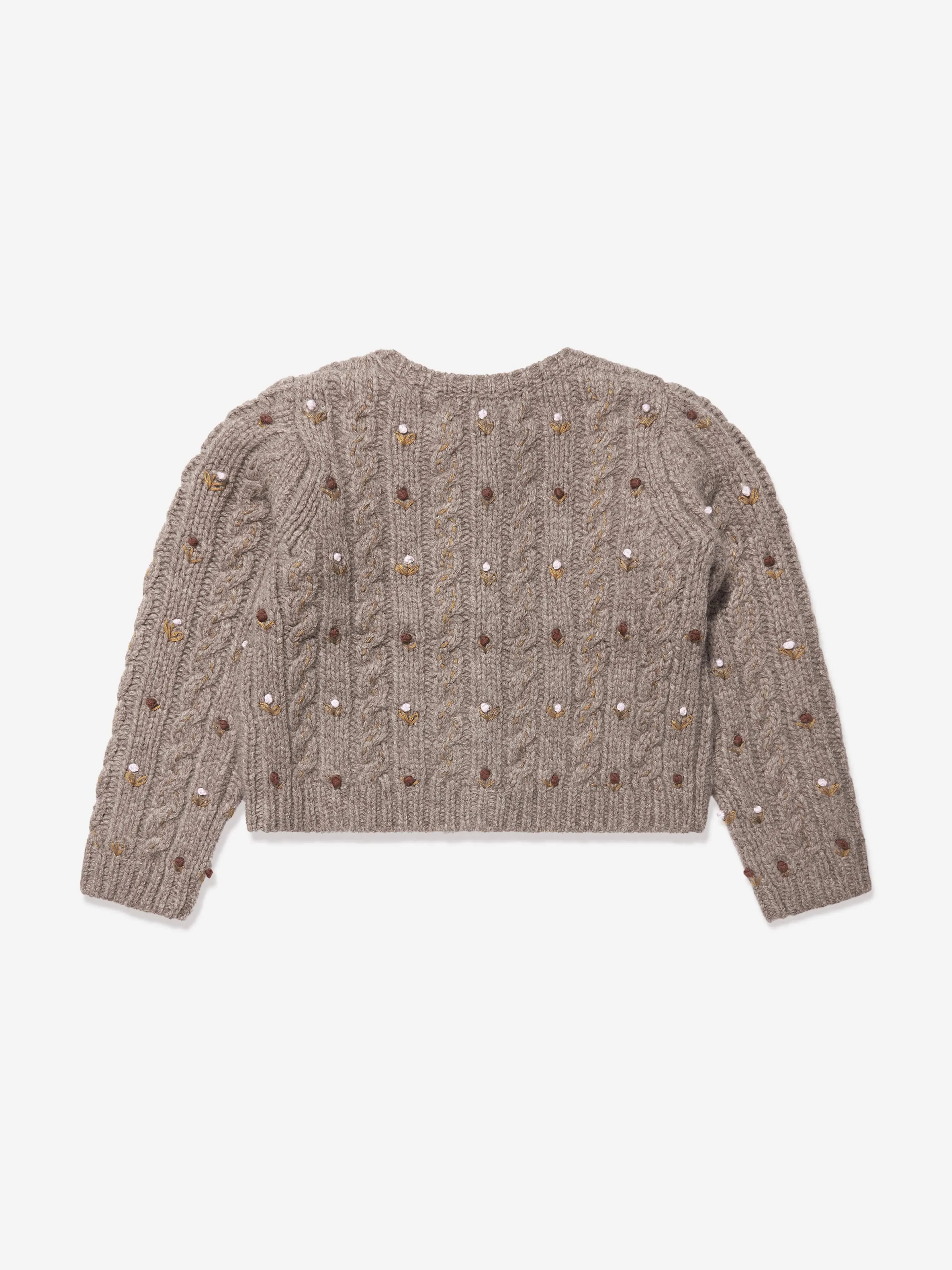 Bonpoint Girls Dallulah Wool Cardigan in Brown