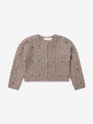 Bonpoint Girls Dallulah Wool Cardigan in Brown