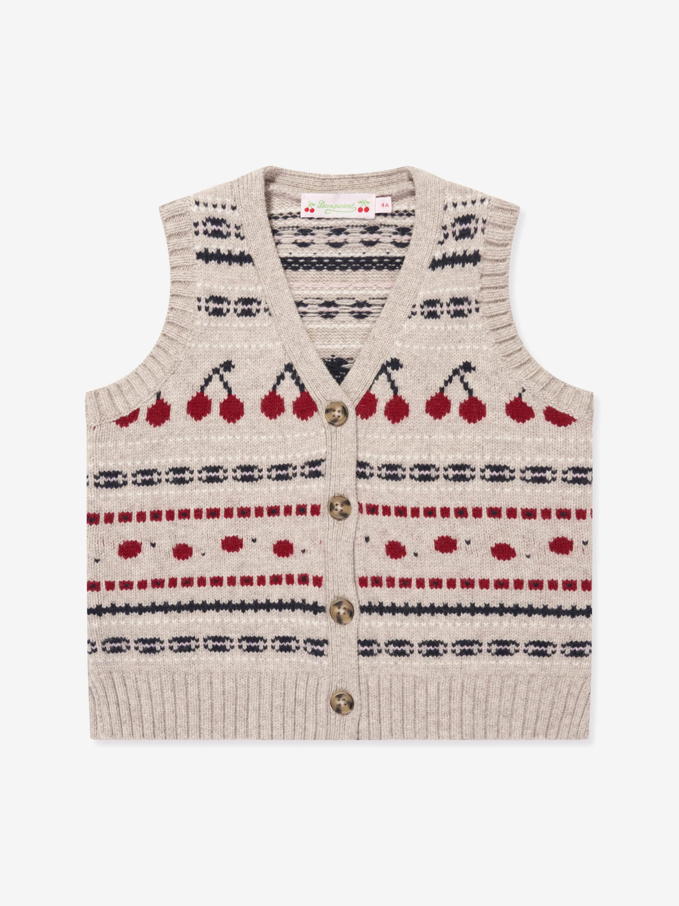 Bonpoint Girls Thevy Wool Vest in Grey