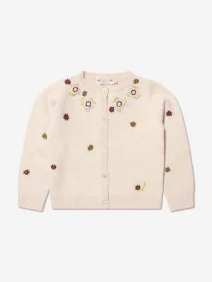 Bonpoint Girls Toesie Wool Cardigan in Ivory