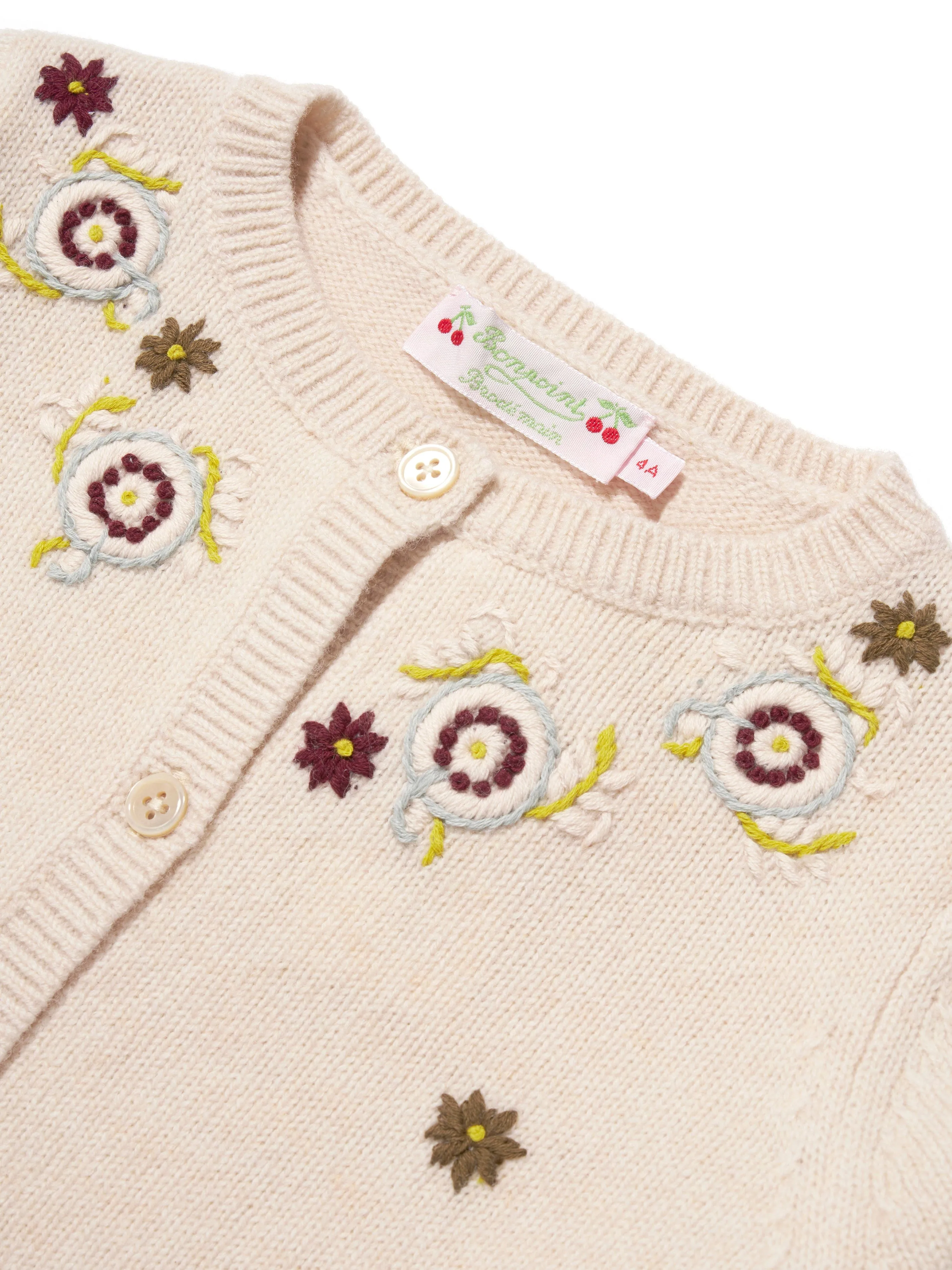 Bonpoint Girls Toesie Wool Cardigan in Ivory