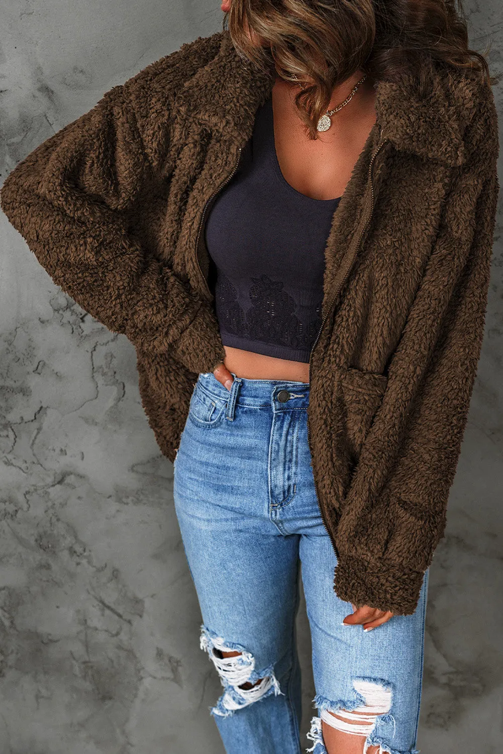 Brown Fleece Coat