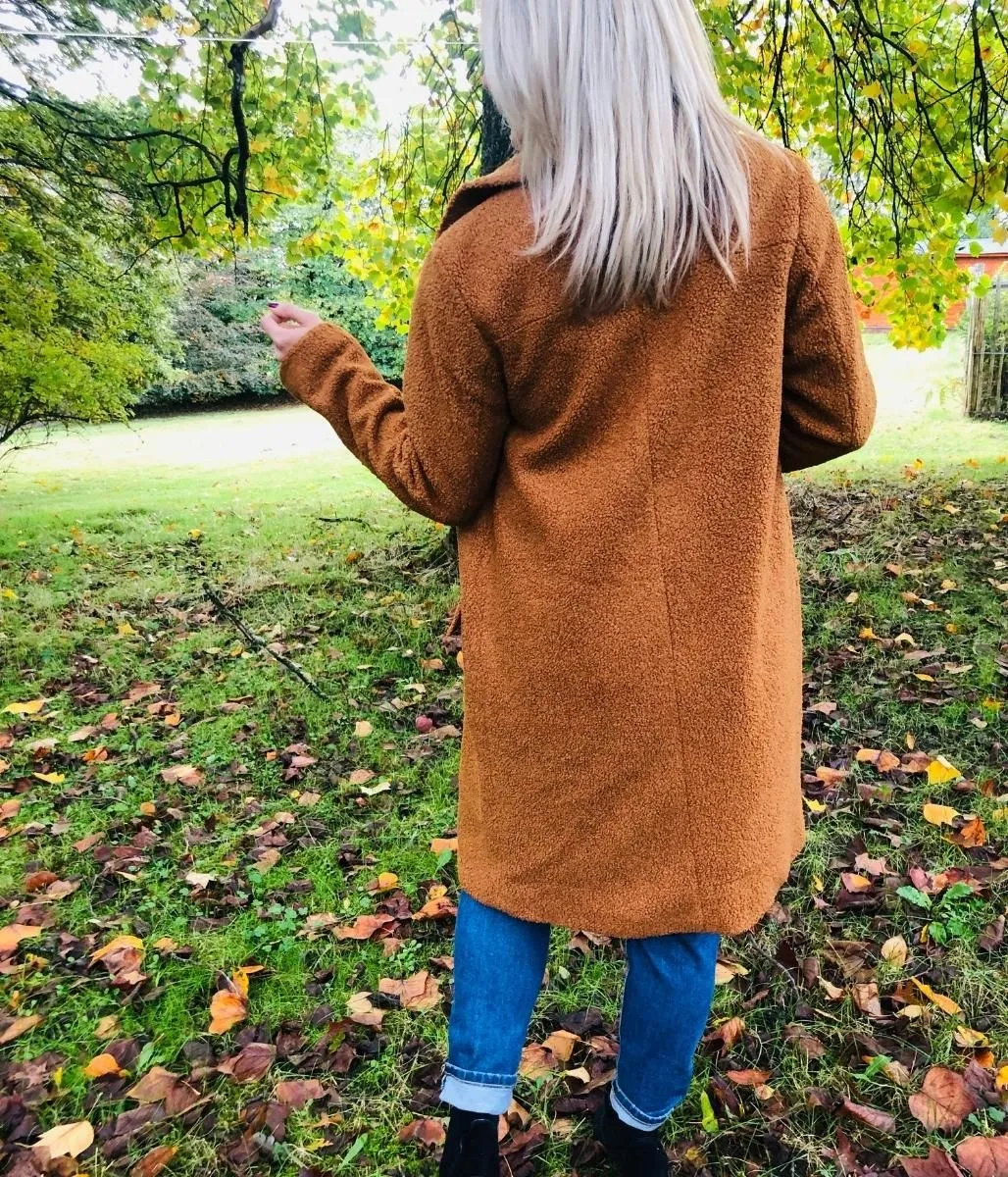 Brown Teddy Boucle Coat