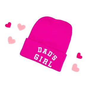 Child Beanie - Dad's Girl - Hot Pink w/ White