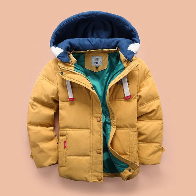 Children Down & Parkas winter kids outerwear boys casual warm hooded jacket for boys