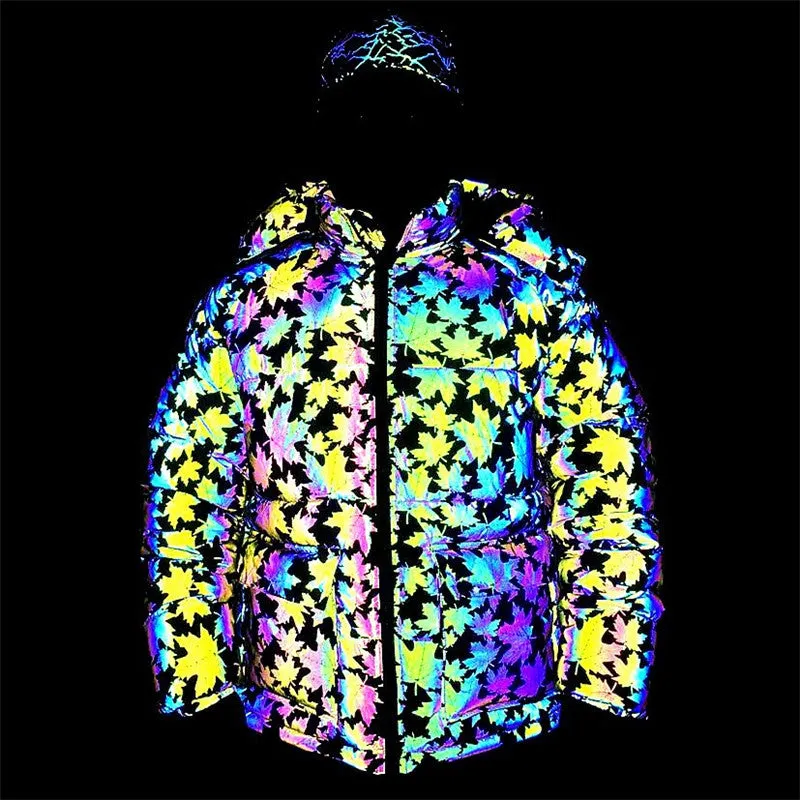 Colorful Reflective Cotton Clothing Thickened Warmth Plus Size