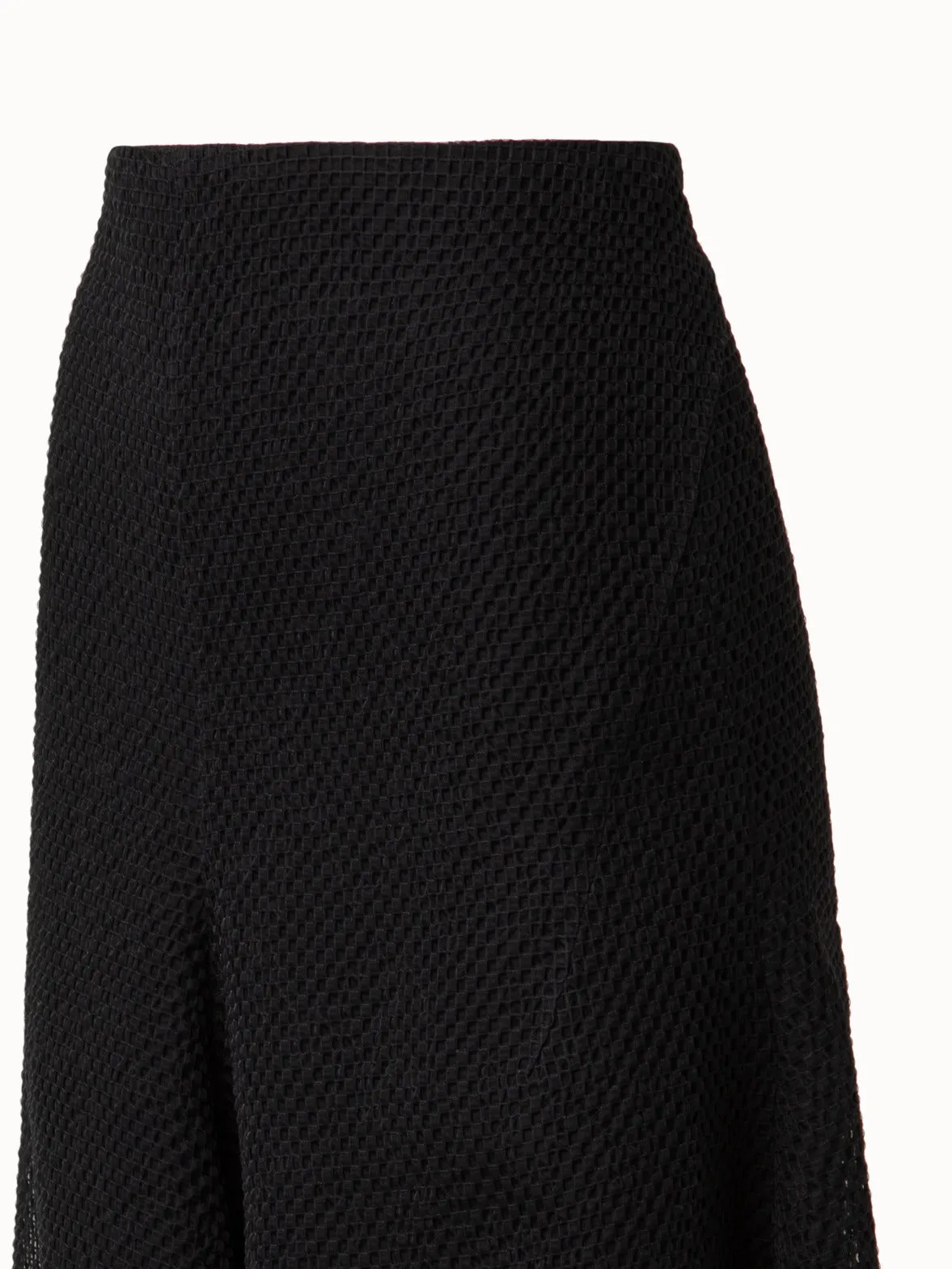 Cotton Techno Grid A-Line Midi Skirt