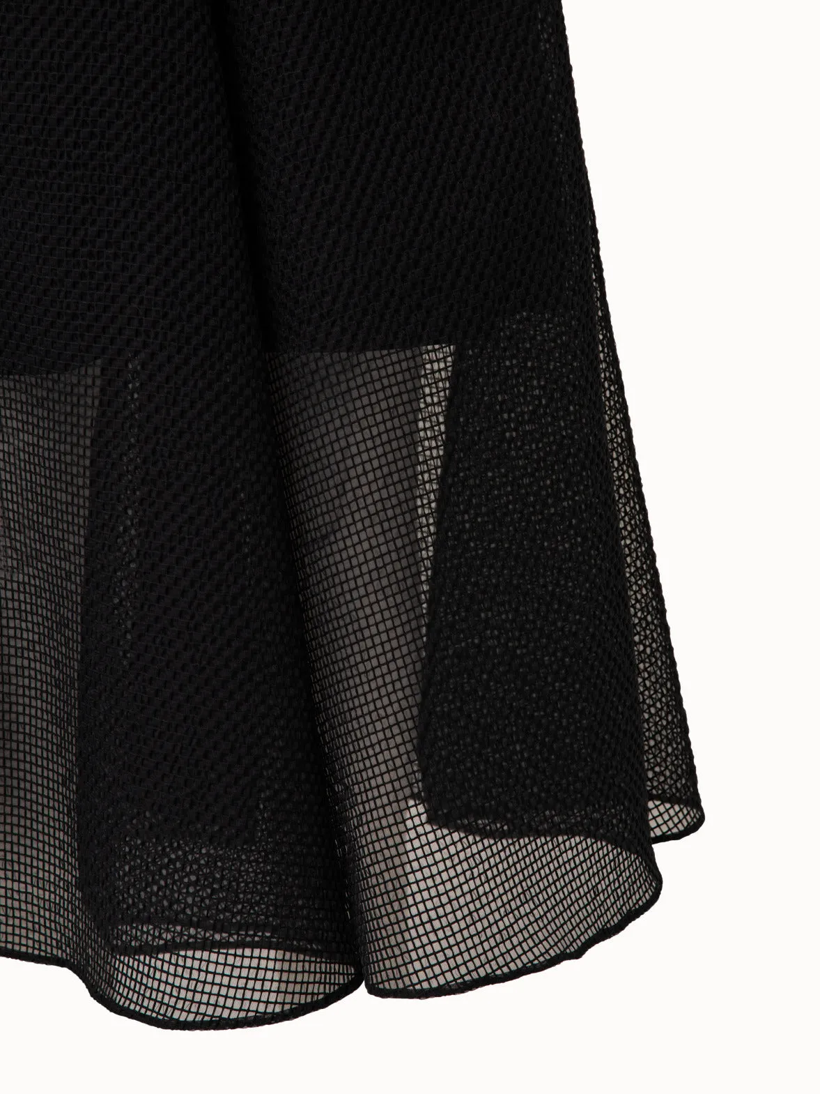 Cotton Techno Grid A-Line Midi Skirt