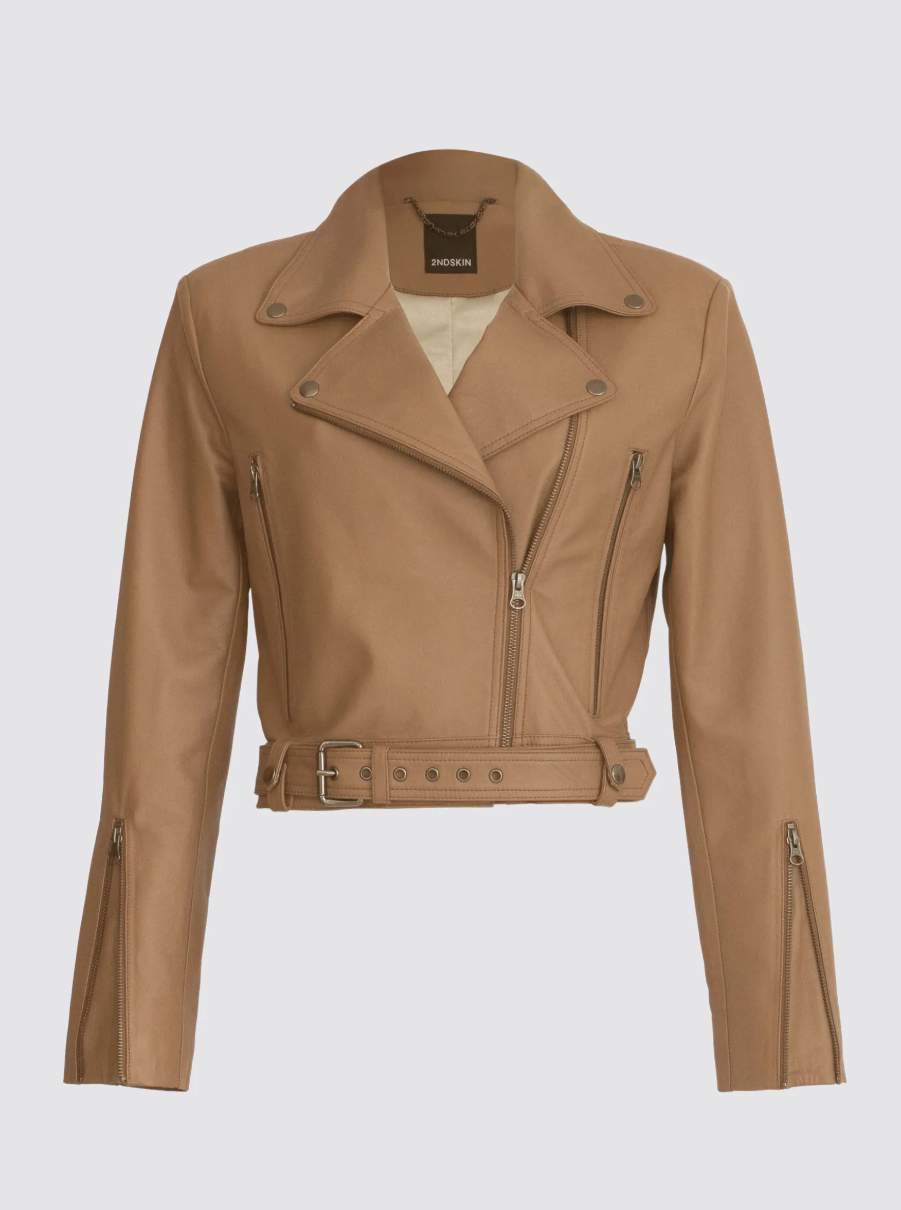 DARCY LEATHER BIKER JACKET - MOCHA