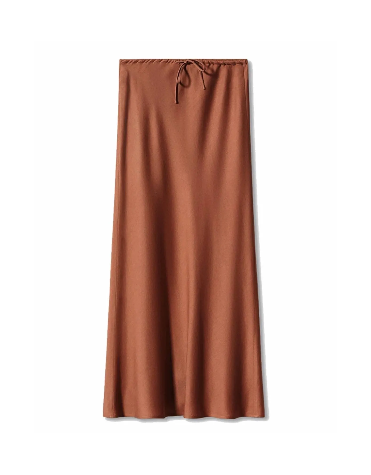 Drawstring Waisted Silk Long Skirt