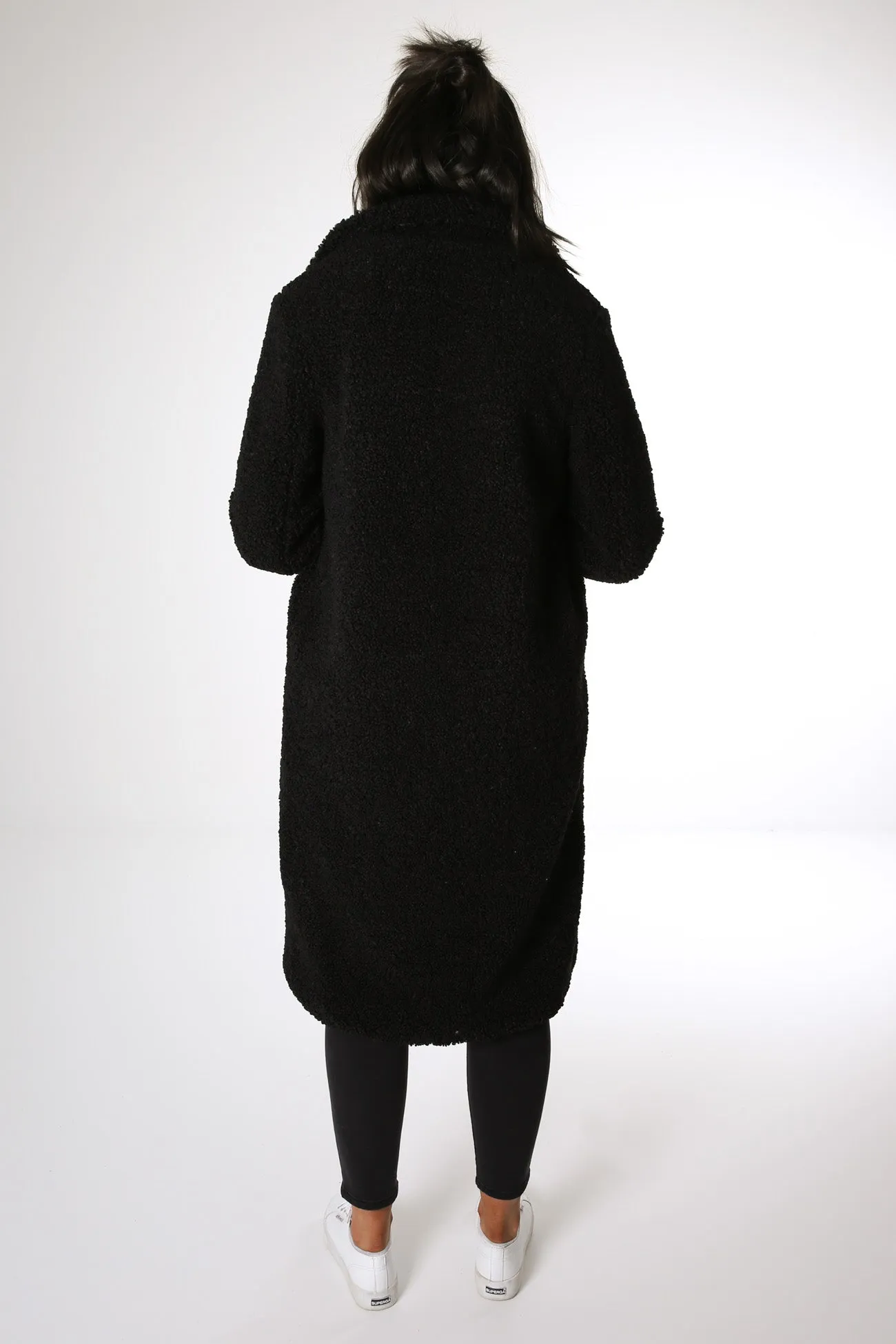 Elsie Teddy Coat Black