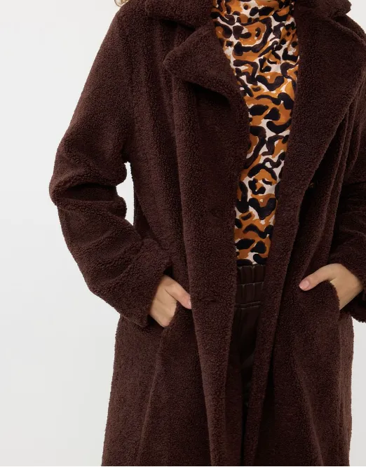 Esqualo Coat long Boucle | Chocolate