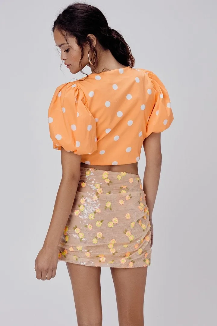 For Love & Lemons Auburn Dot Crop Top - Tangerine