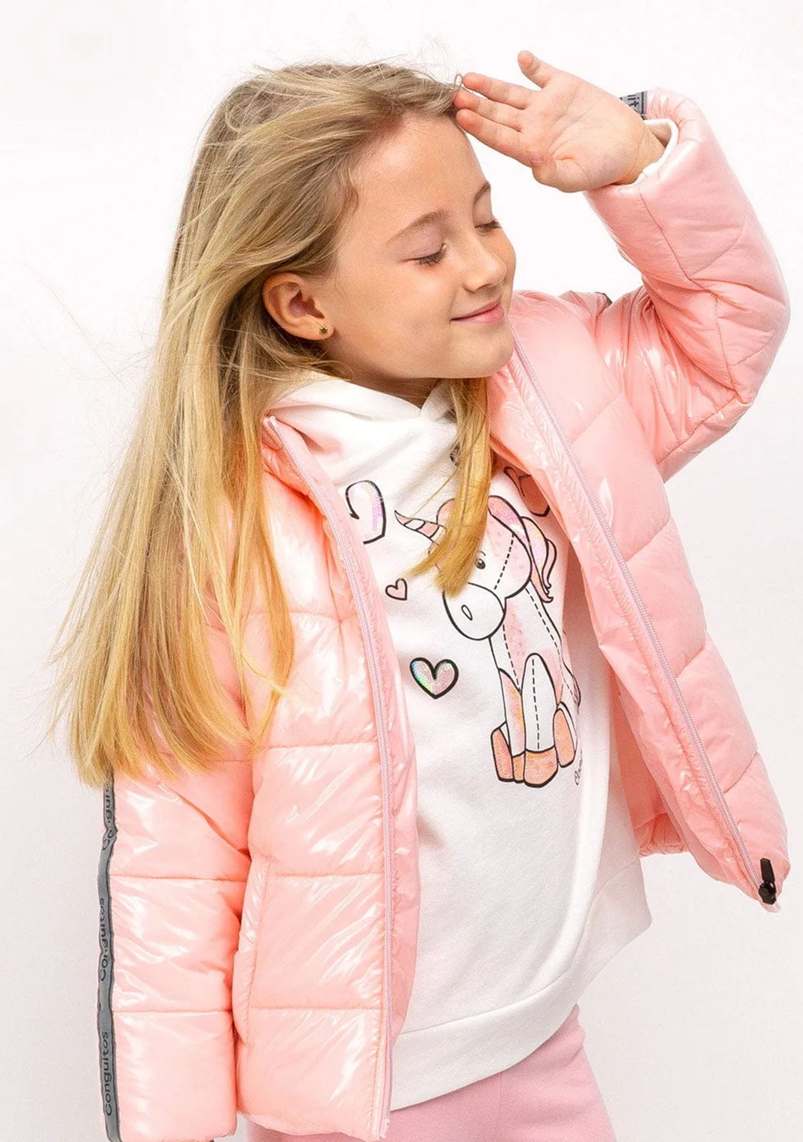 Girl's Pink Reflective Anorak