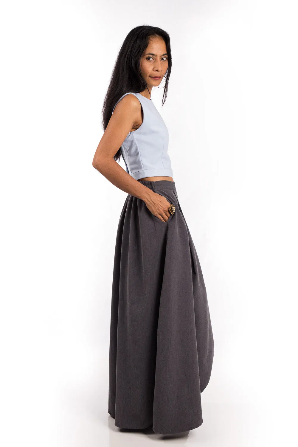 Grey Skirt,  Split Skirt, Long Grey Skirt