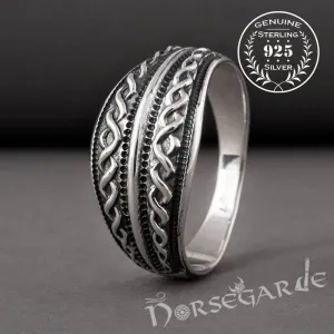 Handcrafted Norse Decoration Pattern Ring - Sterling Silver