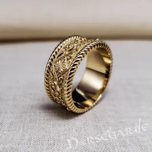 Handcrafted Norse Floral Ornament Band - Gold