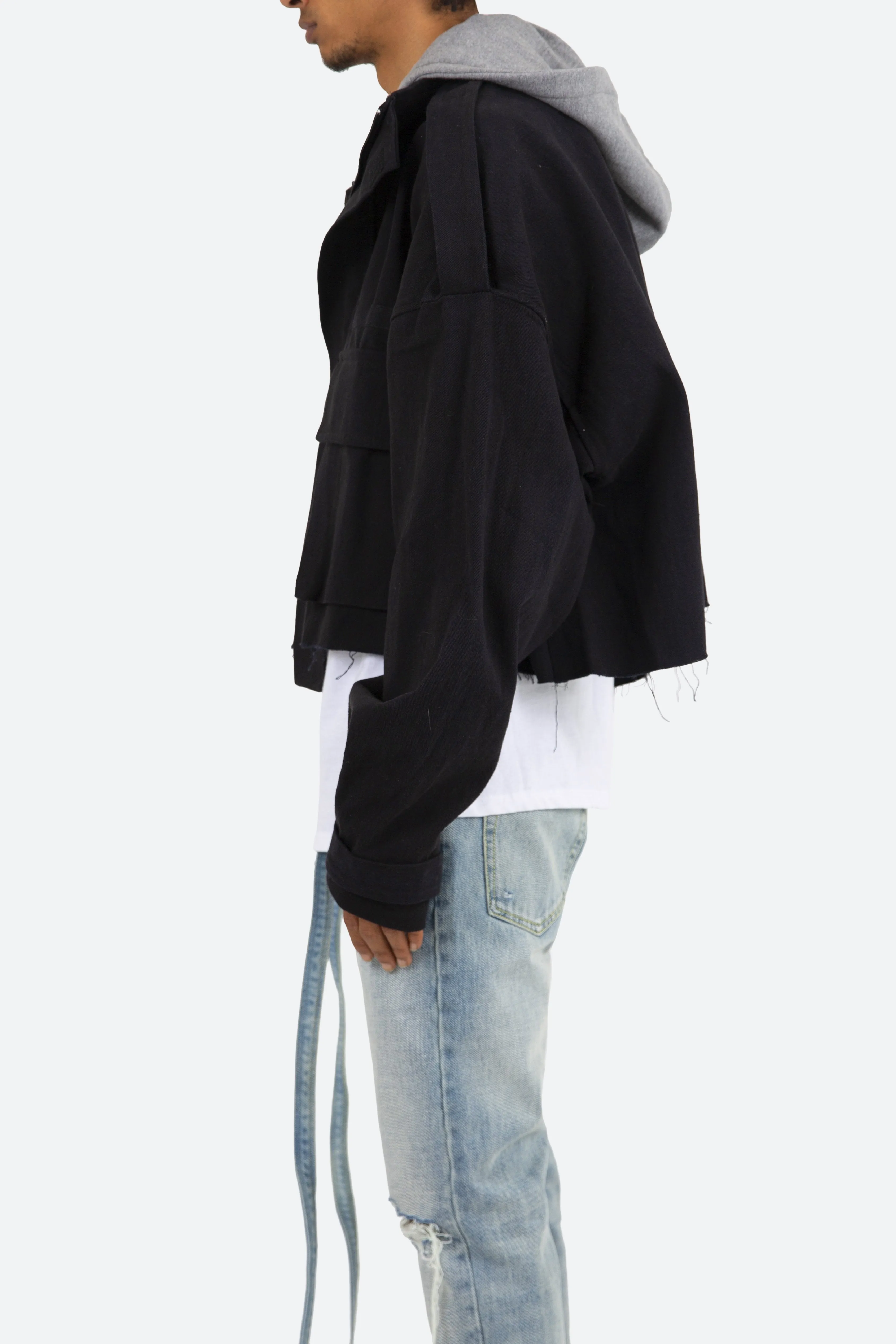 Hooded Cropped M65 Jacket - Black