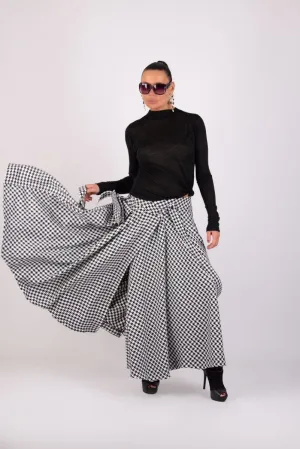 Houndstooth Long Skirt Zefira