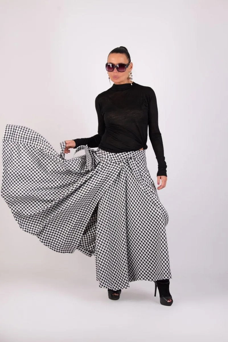 Houndstooth Long Skirt Zefira