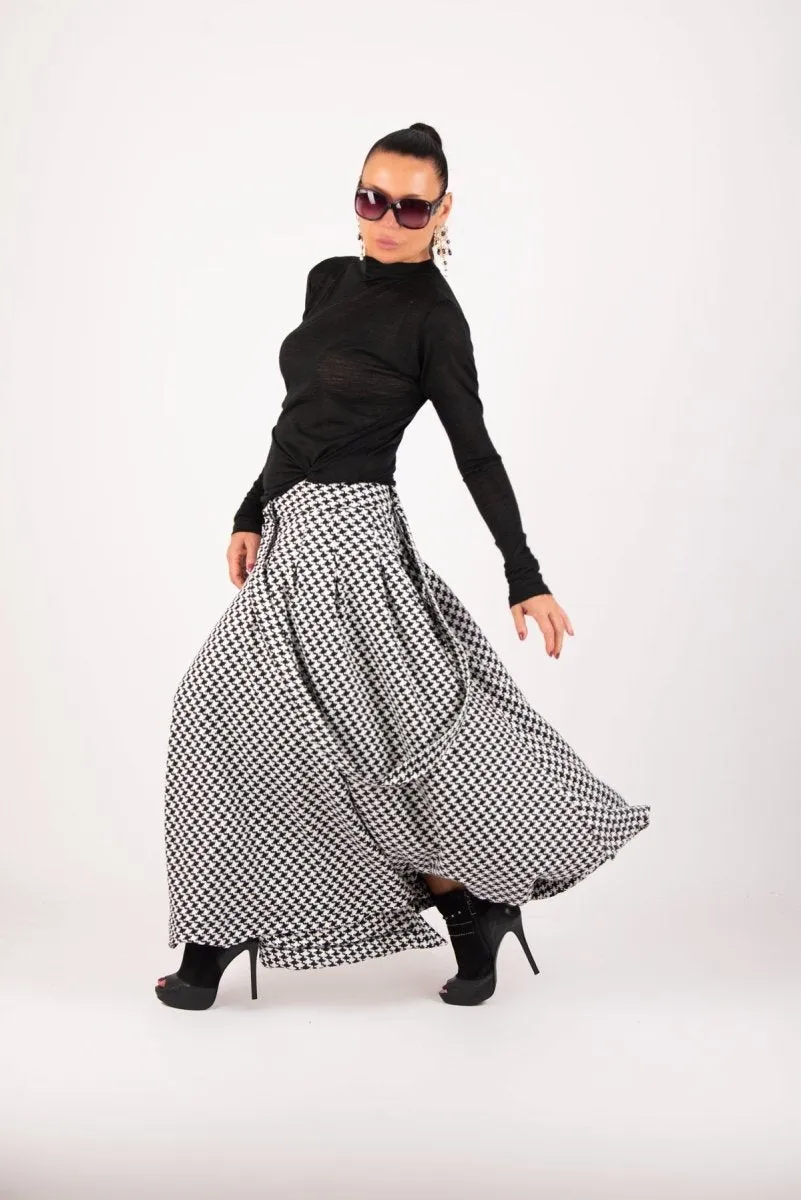 Houndstooth Long Skirt Zefira