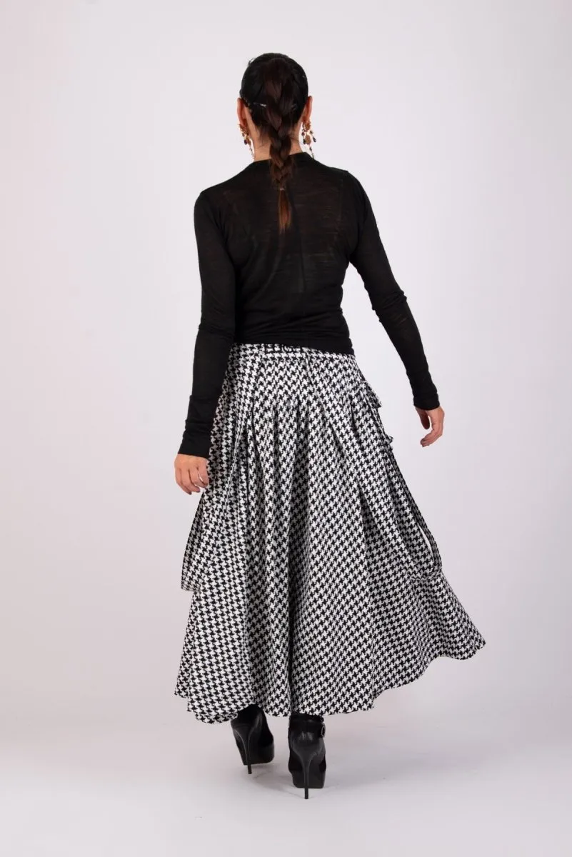 Houndstooth Long Skirt Zefira