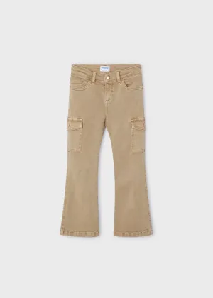 Khaki Flared Cargo Pant