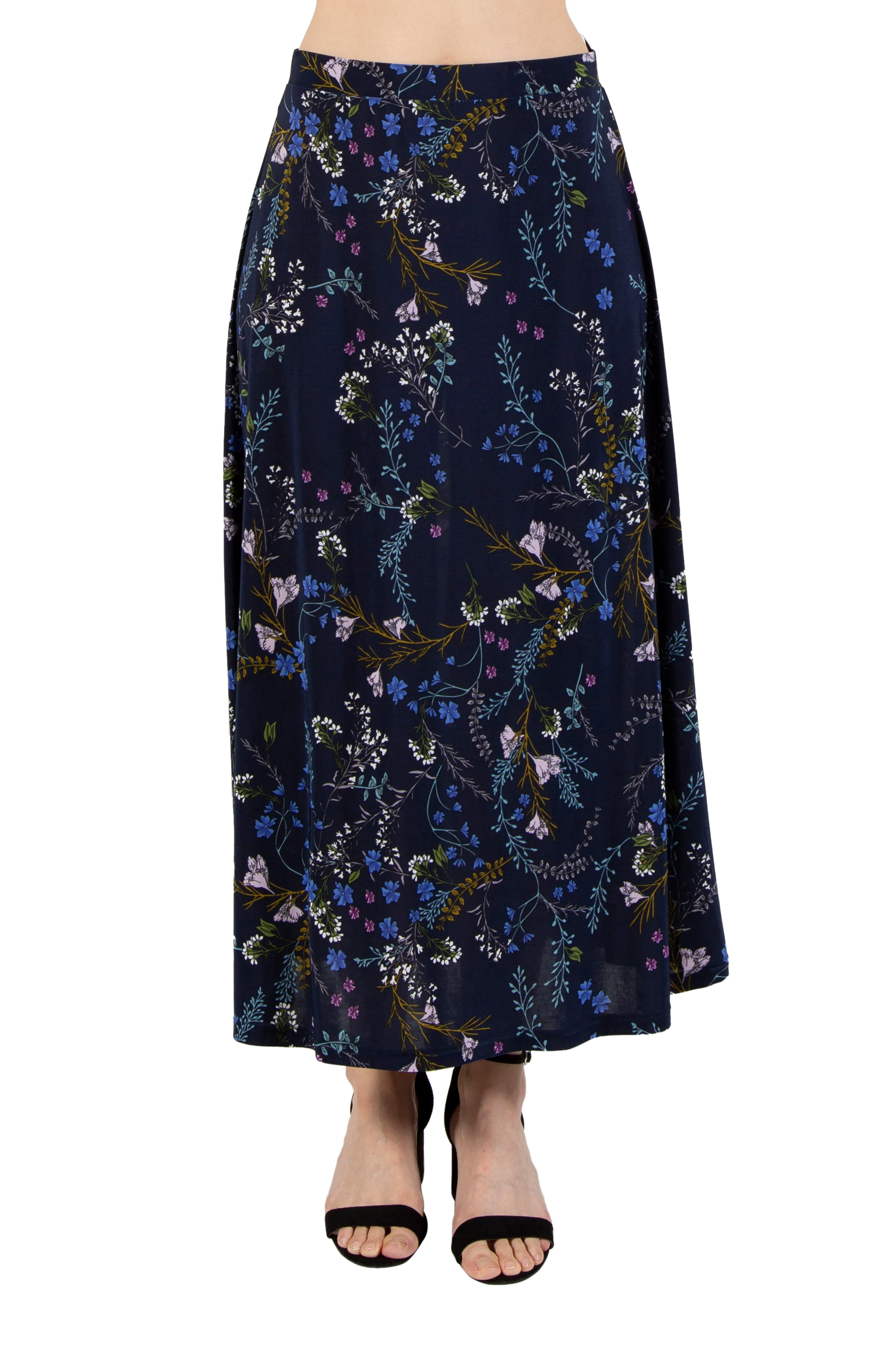 La Cera Plus Size A line Printed Jersey Skirt