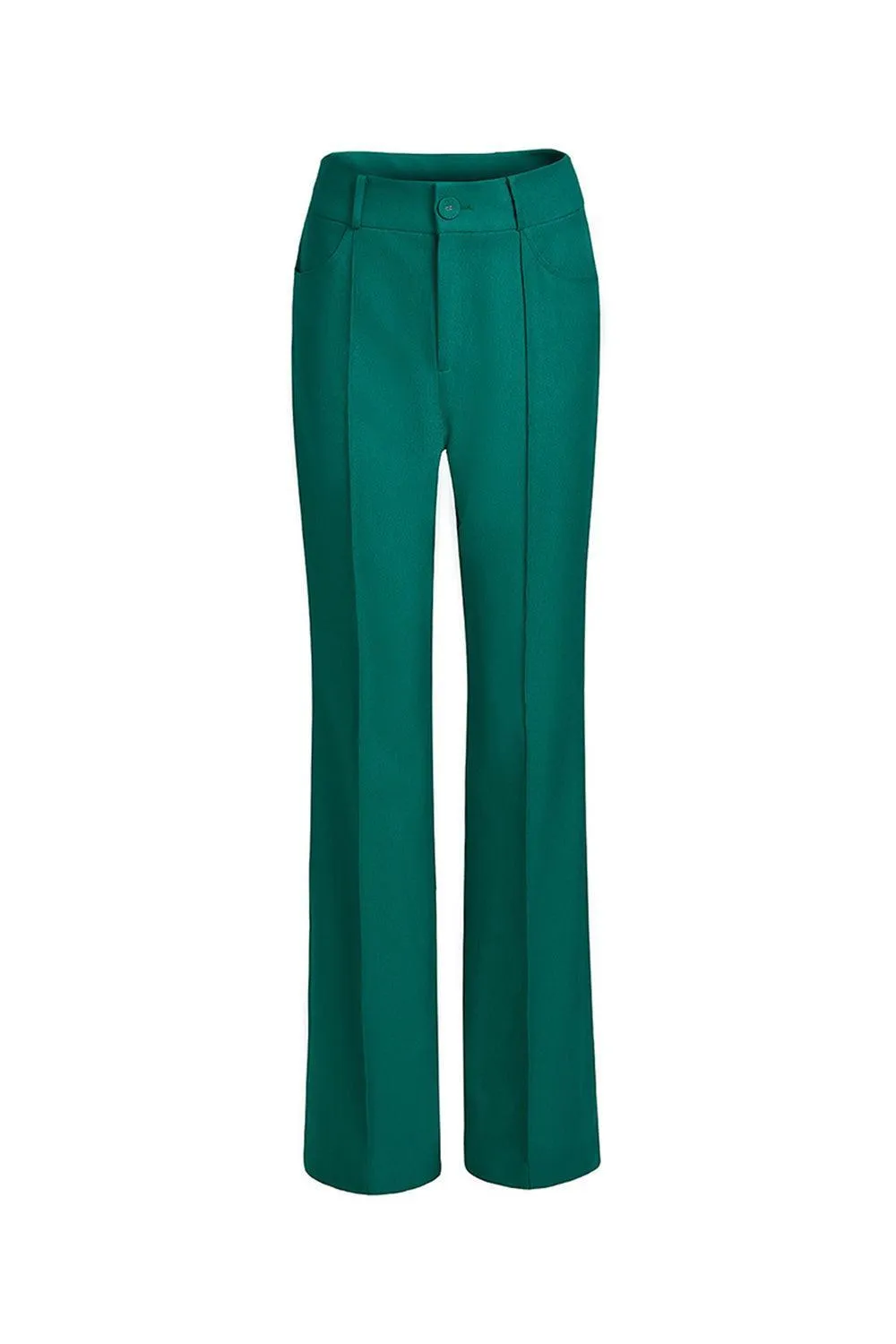 Leshley Straight High Waist Cotton Blend Floor Length Trousers