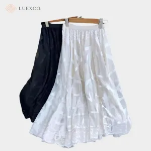 Luexco Mesh Lace Whimsy Embroidered Skirt