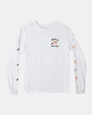 Luke P Flamingo Float Long Sleeve Tee - White