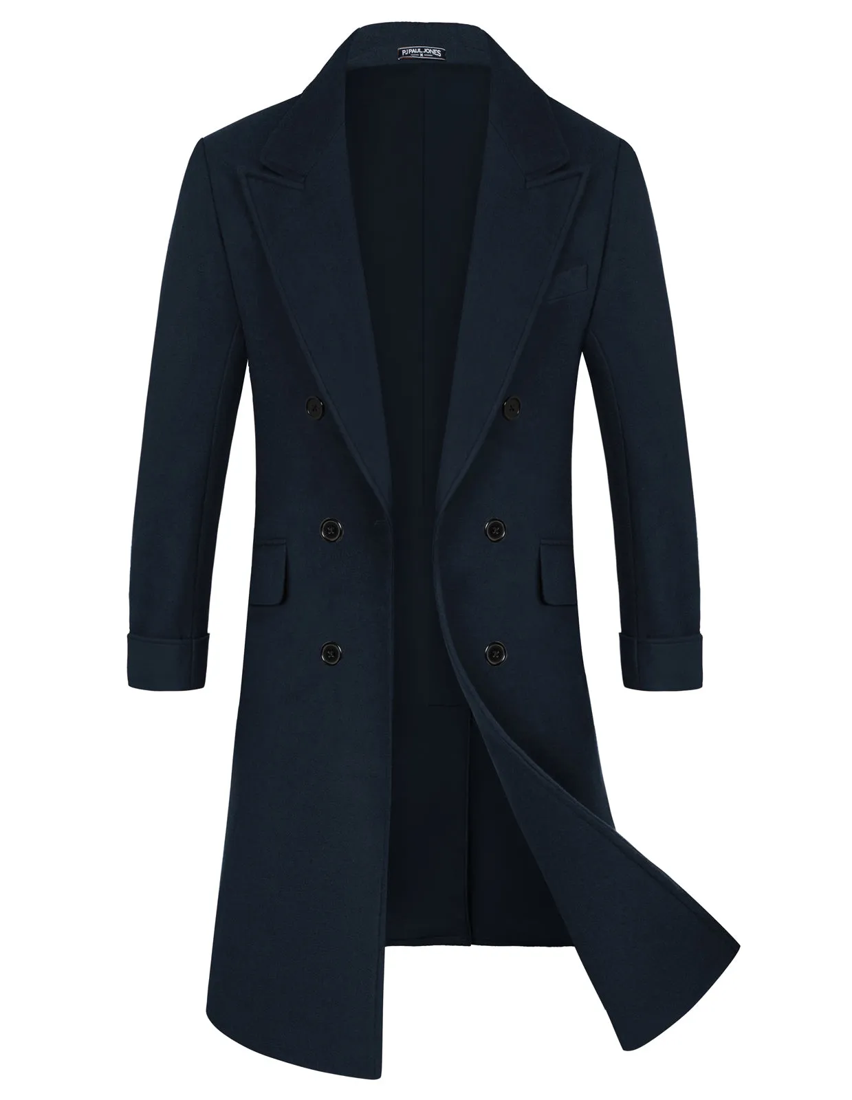 Men's Double Breasted Unisex Peacoat Wool Blend Long Trench Coats