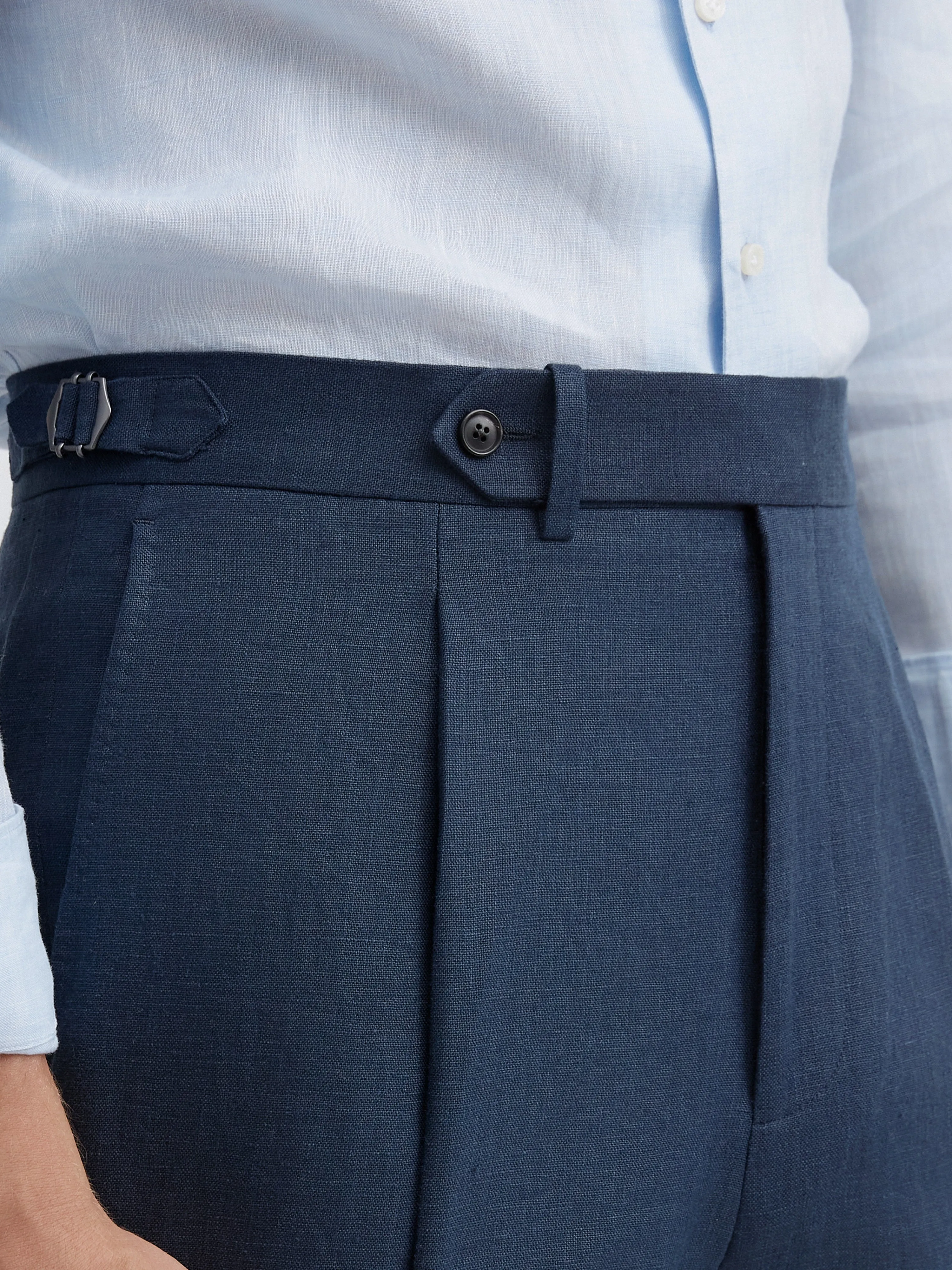 Navy Linen Oscar Trousers