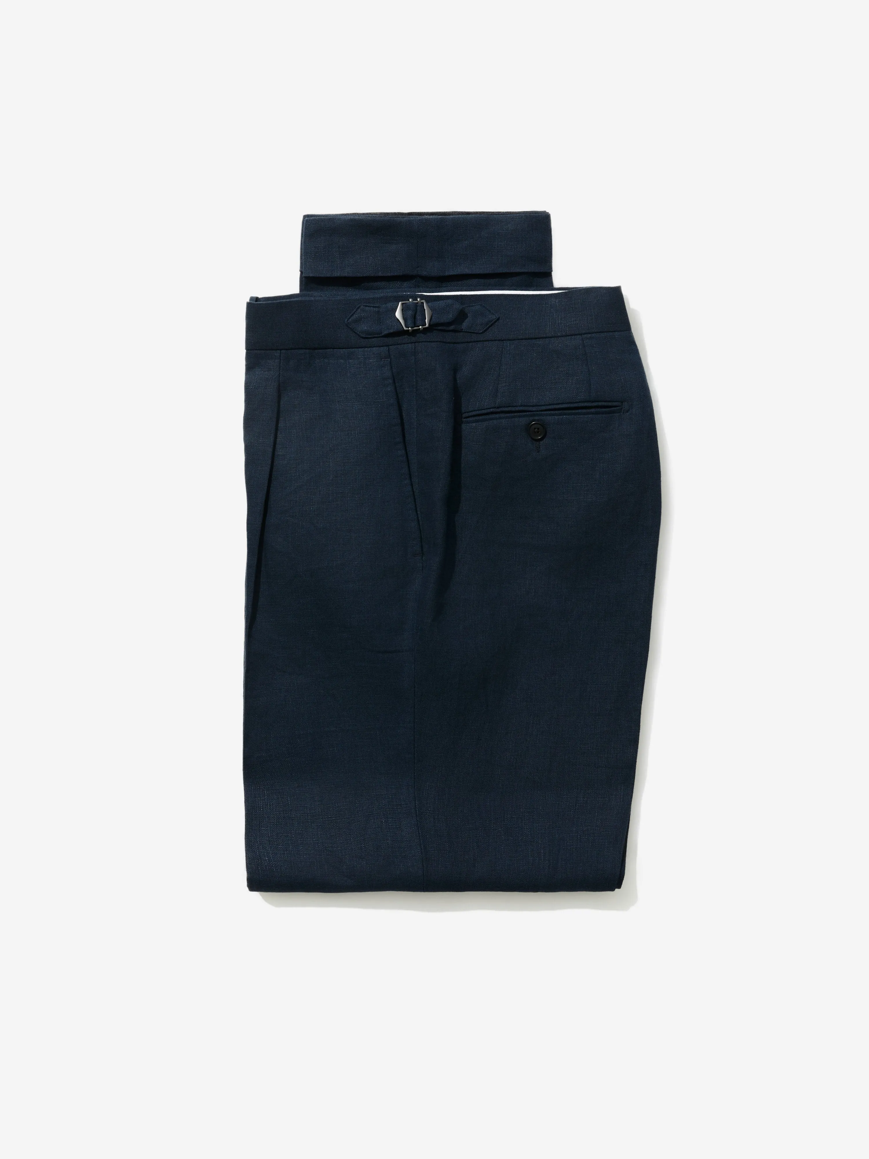 Navy Linen Oscar Trousers