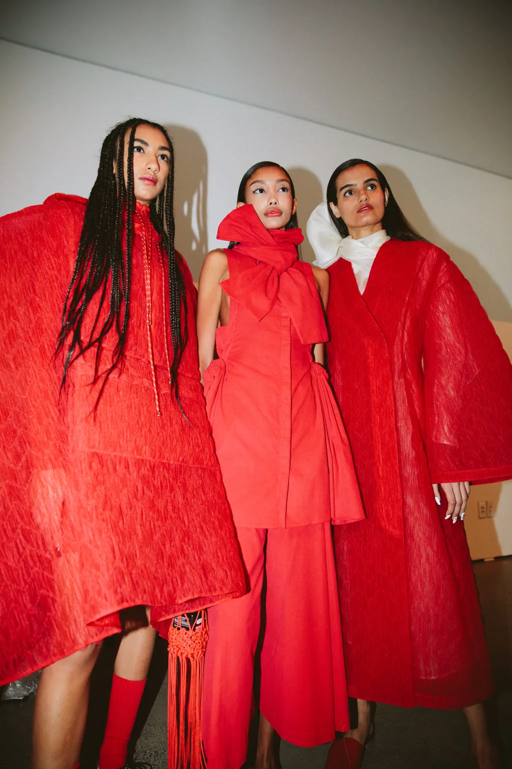 Quilted French Tulle Coat in Empress Red