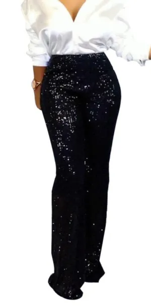 Sequined Wide-Leg Trousers