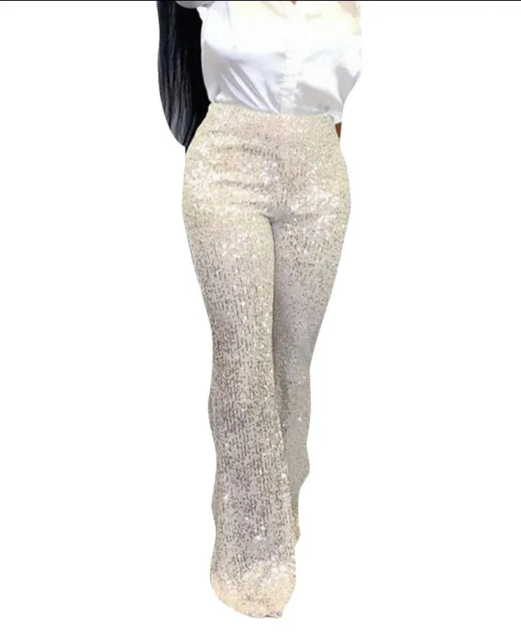 Sequined Wide-Leg Trousers