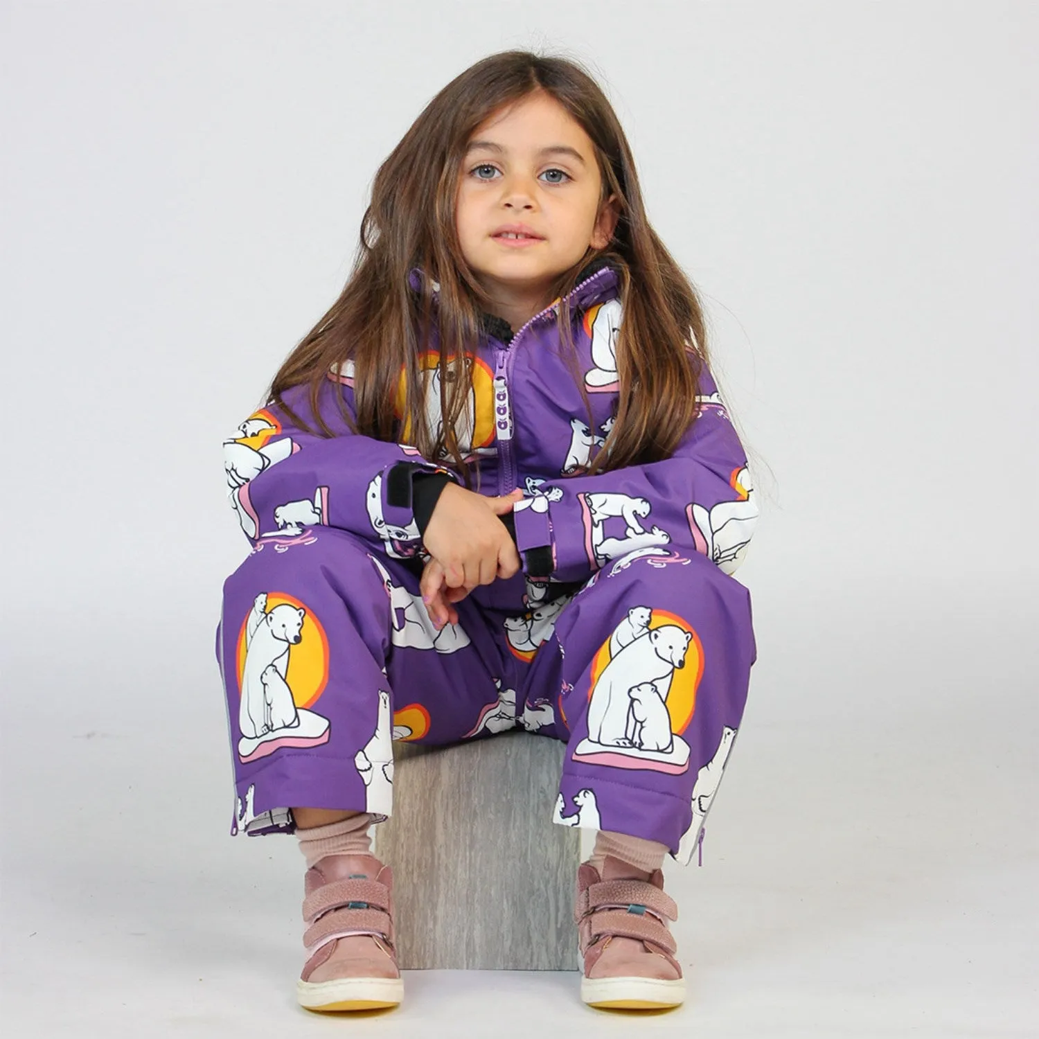 Småfolk Purple Heart Winter Coat With Polar Bears