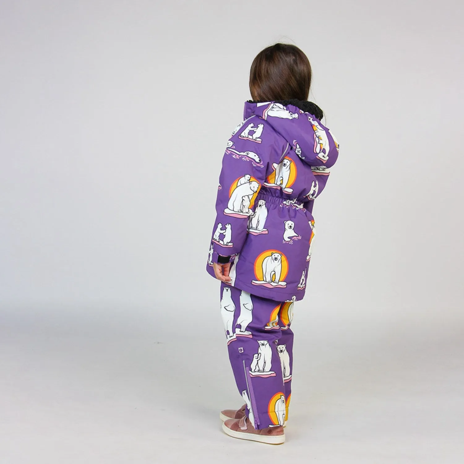 Småfolk Purple Heart Winter Coat With Polar Bears