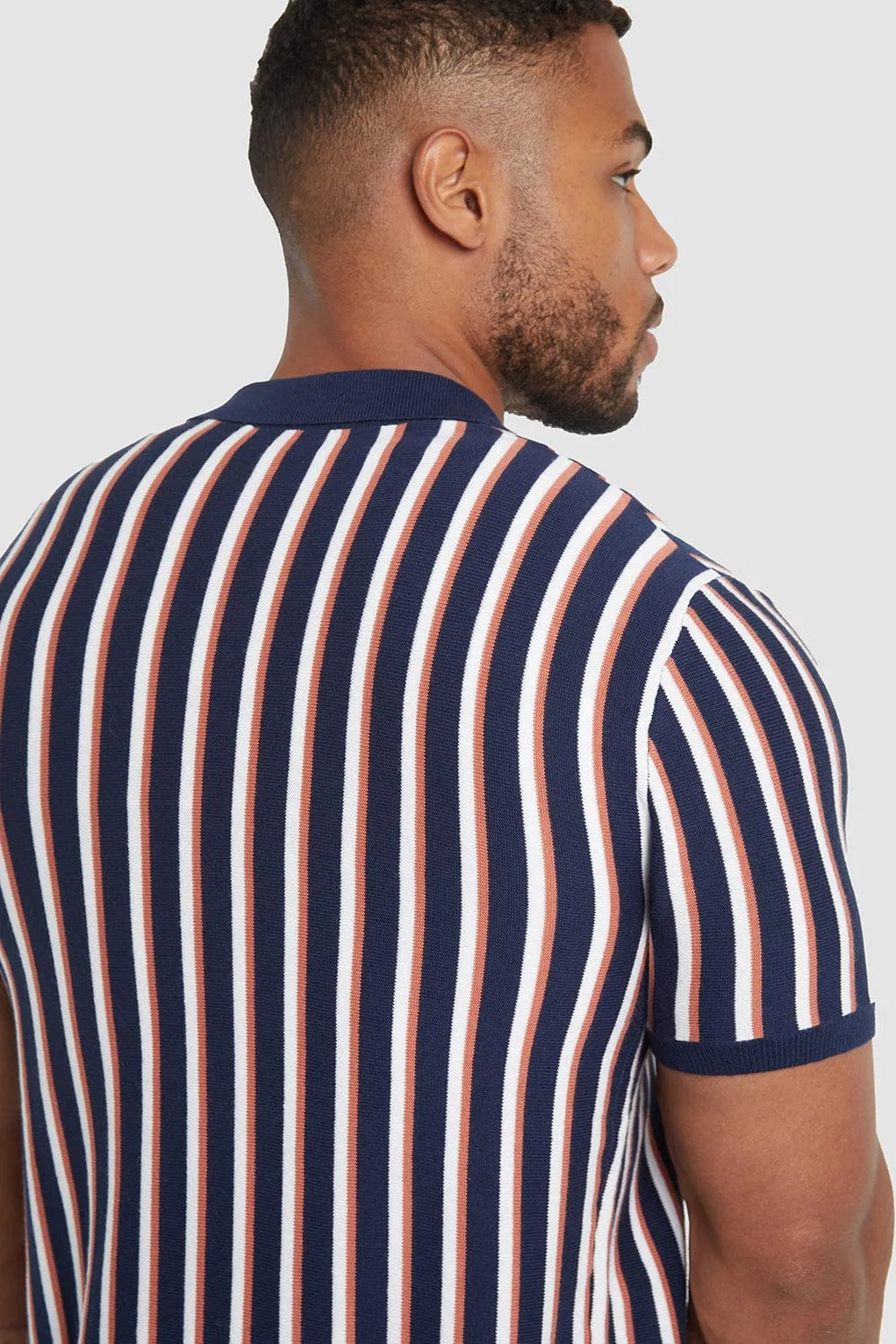 Striped Knitted Short Sleeve Shirt