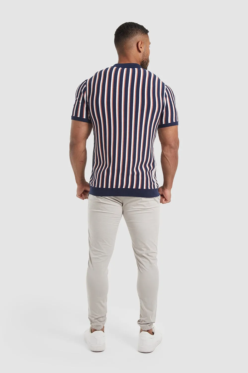 Striped Knitted Short Sleeve Shirt