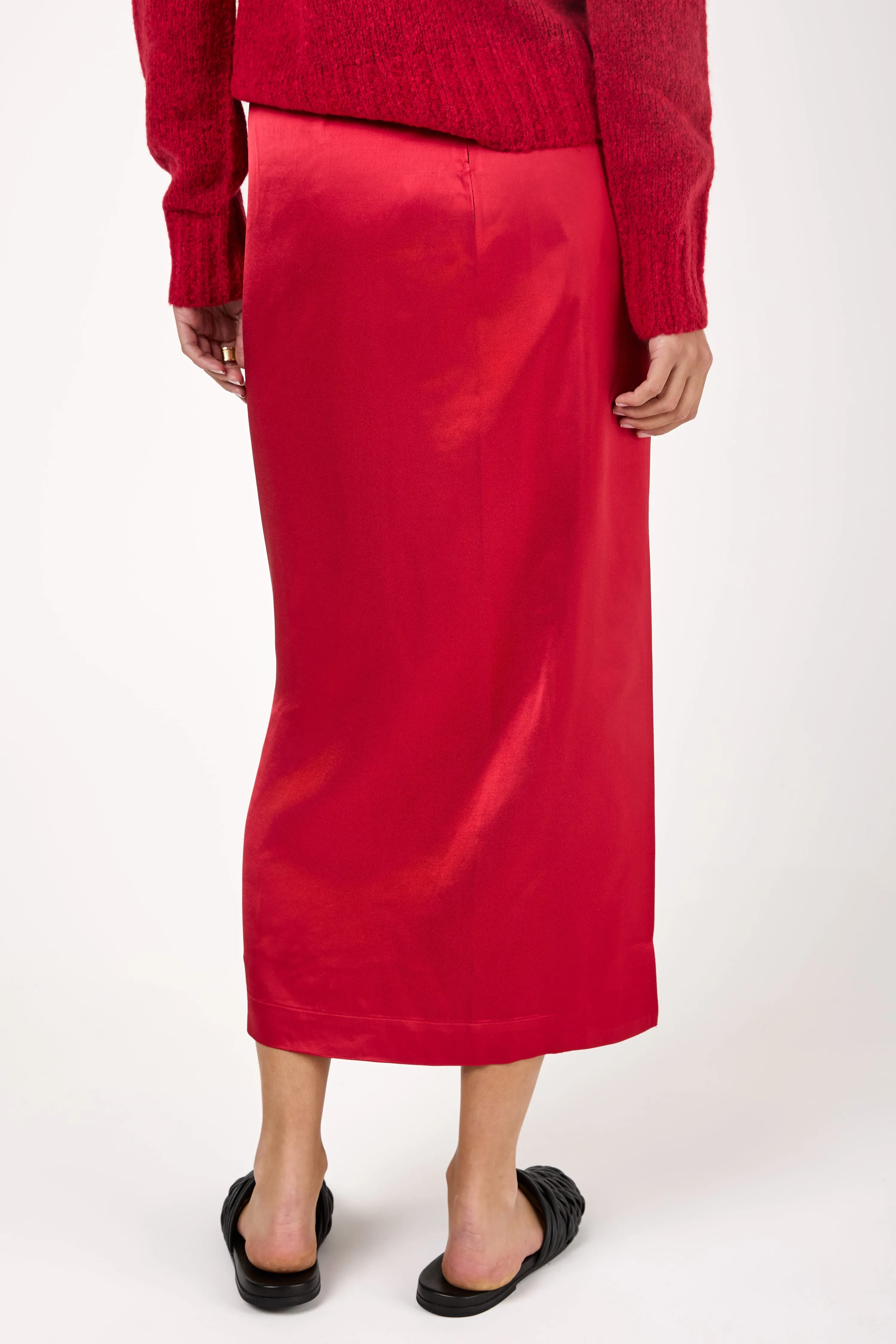 Viscose Wool Skirt in Rosso