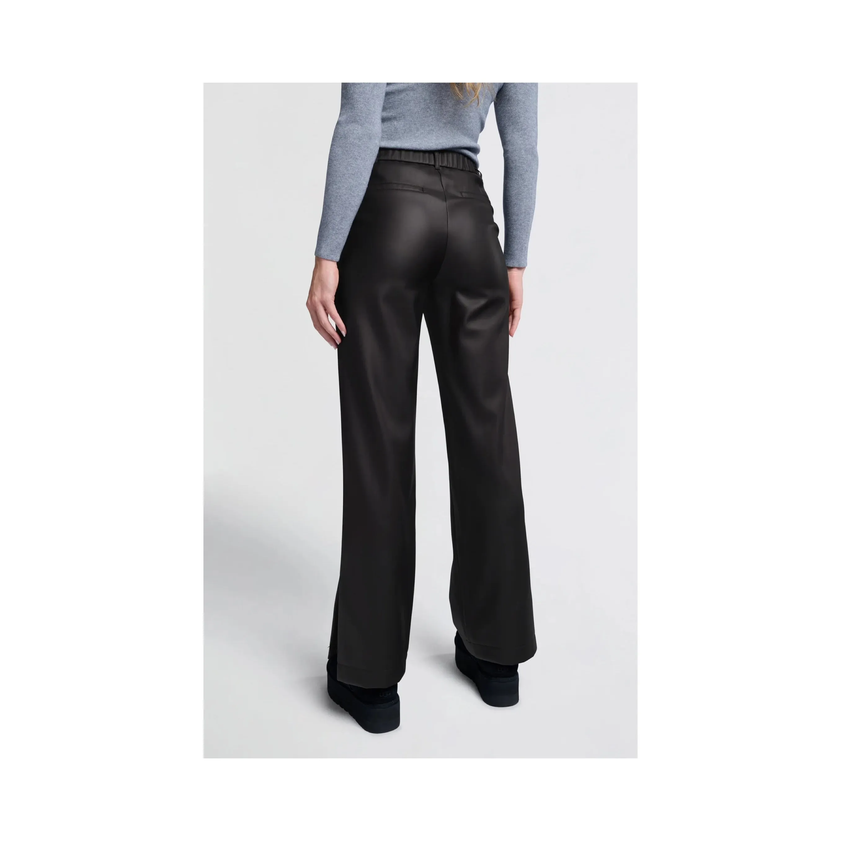 Yaya 309154-410 Faux Leather Wide Leg Trousers